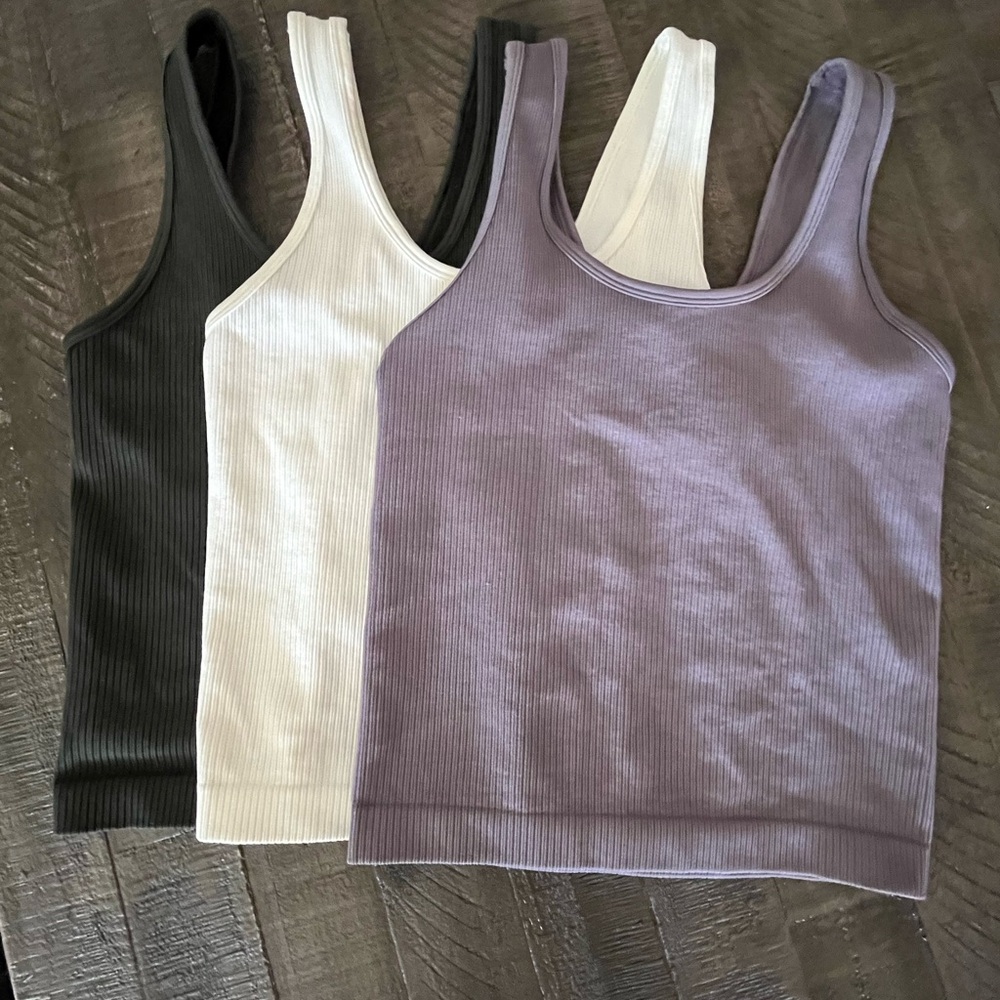 A New Day Purple Ribbed Sleeveless Tank Tops